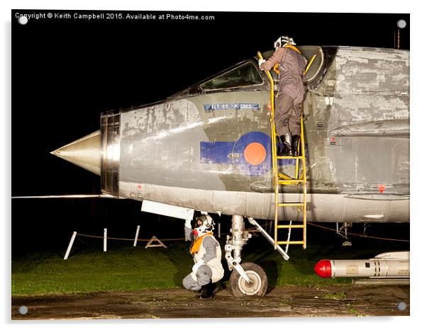 RAF Lightning night flight Acrylic by Keith Campbell