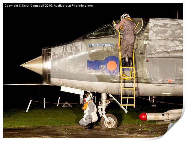 RAF Lightning night flight Print by Keith Campbell