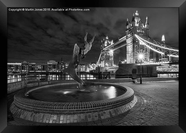 The Girl and the Dolphin at Tower Bridge Framed Print by K7 Photography