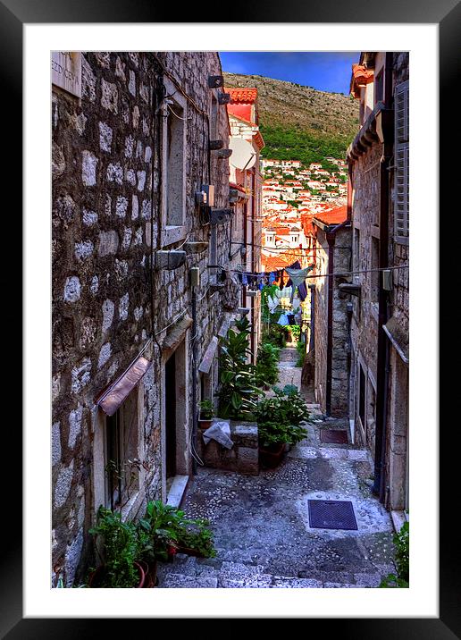 Residential Street in Dubrovnik Framed Mounted Print by Tom Gomez