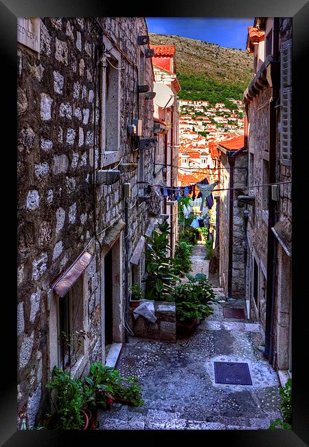 Residential Street in Dubrovnik Framed Print by Tom Gomez