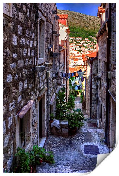 Residential Street in Dubrovnik Print by Tom Gomez