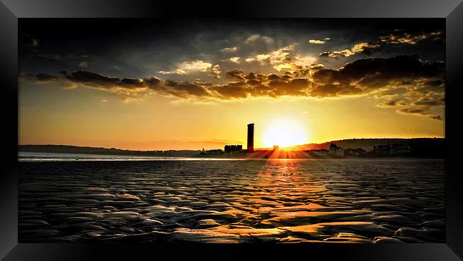 Swansea bay sunset Framed Print by Leighton Collins