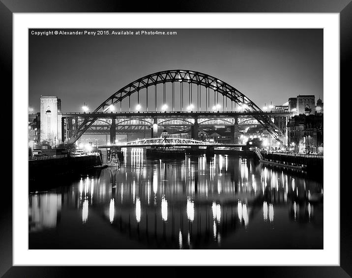 Tyne Bridge Reflections Framed Mounted Print by Alexander Perry