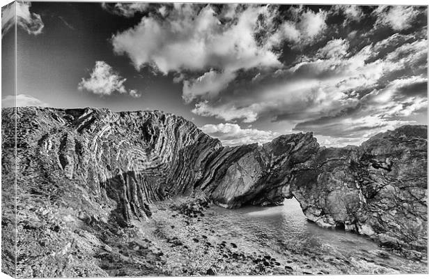 Stair Hole in mono Canvas Print by Mark Godden