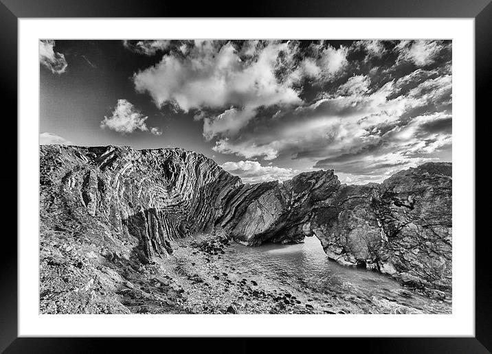 Stair Hole in mono Framed Mounted Print by Mark Godden