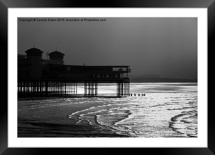  The Grand Pier, Weston-super-Mare in B&W Framed Mounted Print by Carolyn Eaton