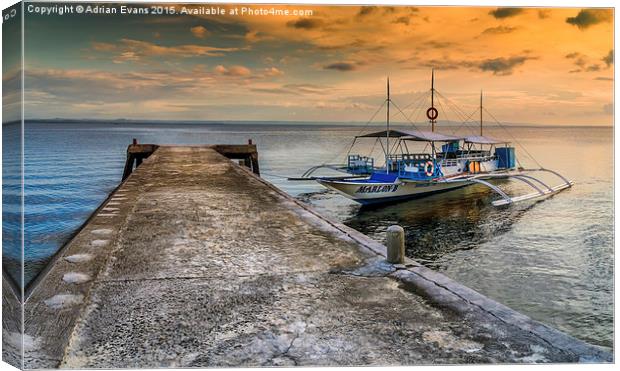 Tour Boat Sunset Canvas Print by Adrian Evans