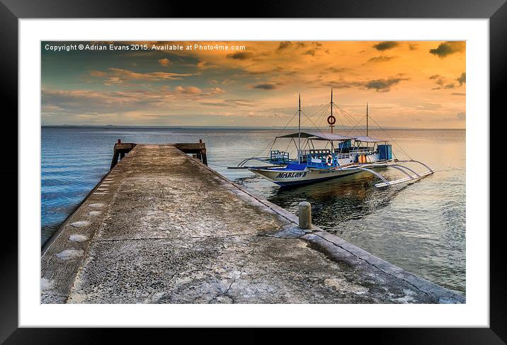 Tour Boat Sunset Framed Mounted Print by Adrian Evans