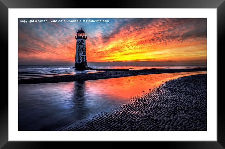 Sunset At Talacre Lighthouse Framed Mounted Print by Adrian Evans