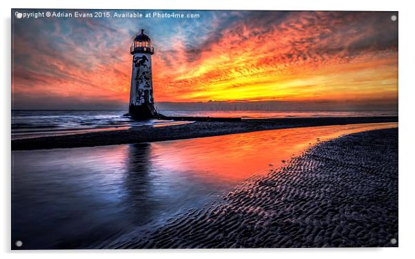 Sunset At Talacre Lighthouse Acrylic by Adrian Evans
