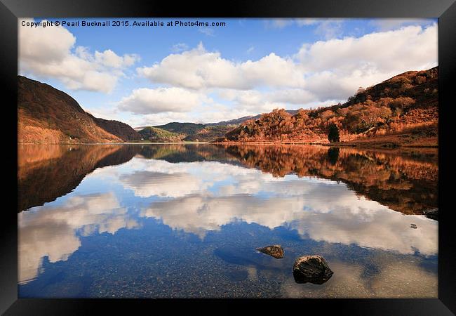 Reflections in Llyn Dinas Lake Snowdonia Framed Print by Pearl Bucknall