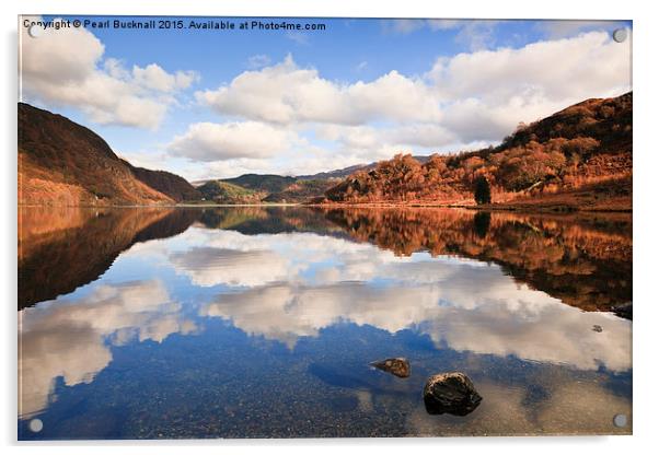 Reflections in Llyn Dinas Lake Snowdonia Acrylic by Pearl Bucknall