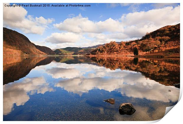 Reflections in Llyn Dinas Lake Snowdonia Print by Pearl Bucknall