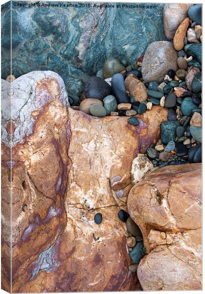  Colours in the rocks at Church Bay, Isle of Angle Canvas Print by Andrew Kearton