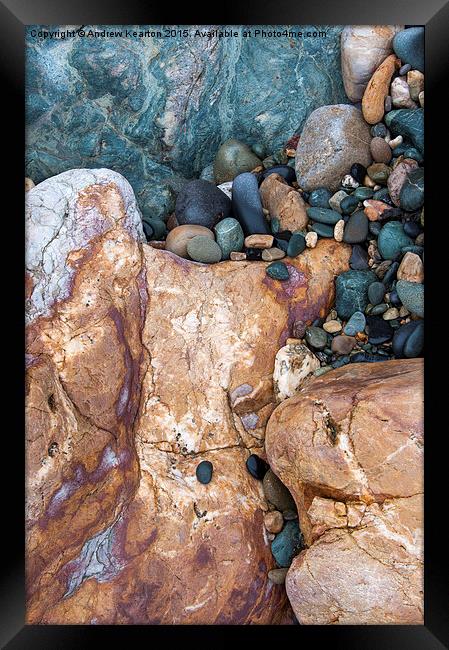  Colours in the rocks at Church Bay, Isle of Angle Framed Print by Andrew Kearton