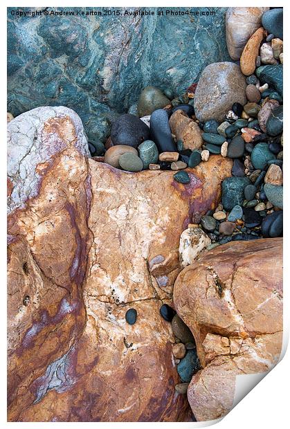  Colours in the rocks at Church Bay, Isle of Angle Print by Andrew Kearton