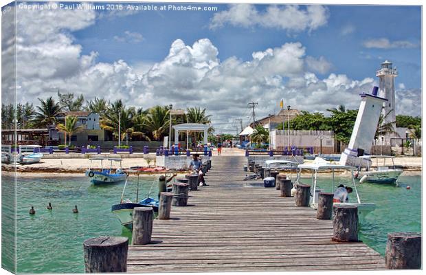 Puerto Morelos from the Jetty Canvas Print by Paul Williams