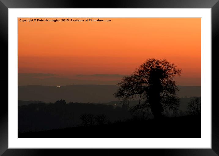  Lone tree and Mid Devon sunset Framed Mounted Print by Pete Hemington