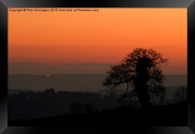  Lone tree and Mid Devon sunset Framed Print by Pete Hemington