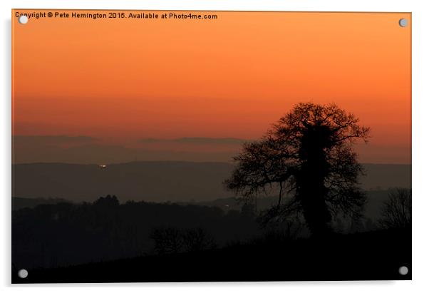  Lone tree and Mid Devon sunset Acrylic by Pete Hemington