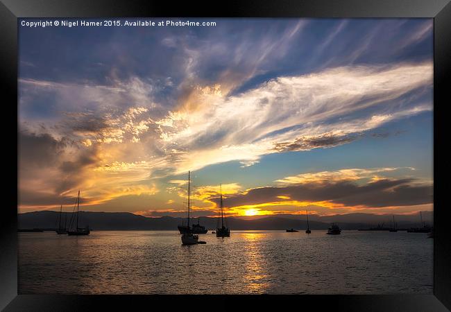 Sunset In The Bay Framed Print by Wight Landscapes