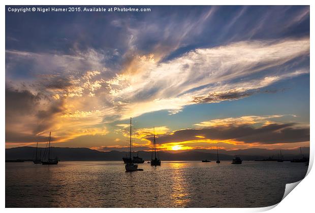 Sunset In The Bay Print by Wight Landscapes