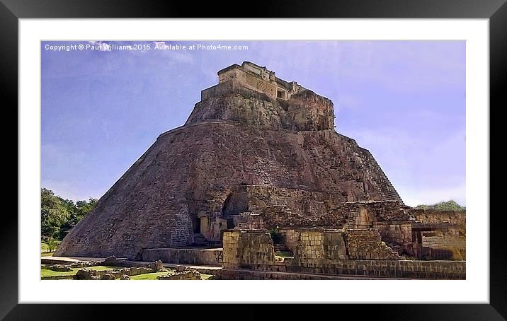  The Pyramid of the Magician at Uxmal Framed Mounted Print by Paul Williams