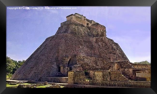  The Pyramid of the Magician at Uxmal Framed Print by Paul Williams