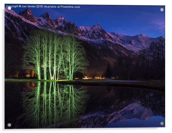  Aiguille Du Midi reflections Acrylic by Jan Venter