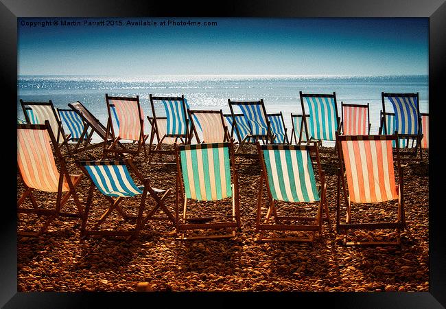 Deck Chairs at Beer Framed Print by Martin Parratt