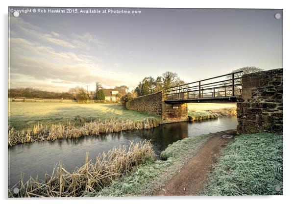  Ayshford Bridge Winter  Acrylic by Rob Hawkins