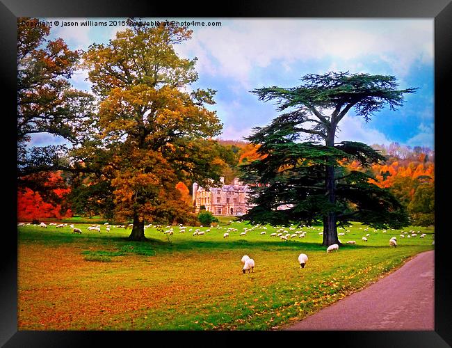 Autumnal View of Dumbleton Hall  Framed Print by Jason Williams