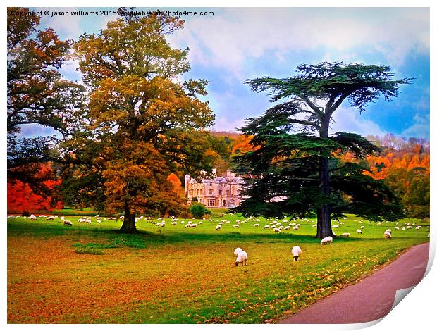 Autumnal View of Dumbleton Hall  Print by Jason Williams