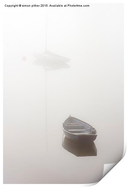  Fog on the river Tamar Print by simon pither