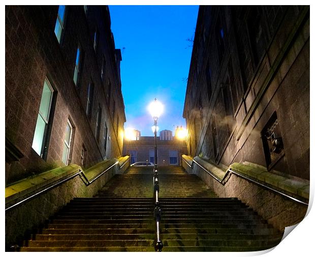  Aberdeen Steps at night Print by ian jackson