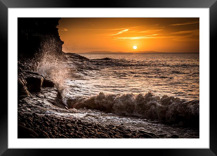 Amroth beach sunrise by cliff Framed Mounted Print by Simon West