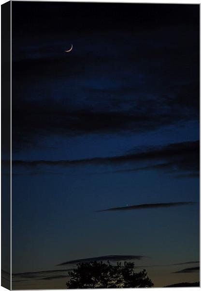 Waxing Lunar Crescent & The Bringer of Peace... Canvas Print by Douglas McMann