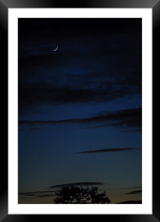 Waxing Lunar Crescent & The Bringer of Peace... Framed Mounted Print by Douglas McMann