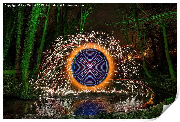  Woodland firework light painting Print by Lee Wright