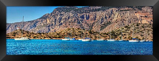 Yachts at Panormitis Framed Print by Tom Gomez