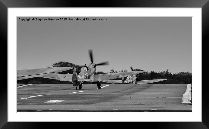  Spitfires at Biggin Hill Airfield Framed Mounted Print by Stephen Gurman