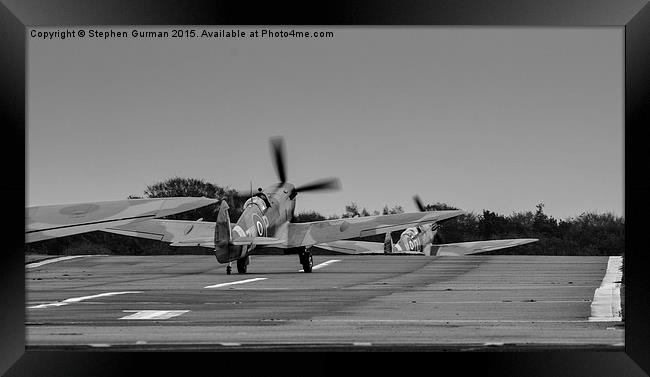  Spitfires at Biggin Hill Airfield Framed Print by Stephen Gurman