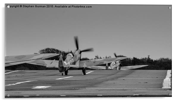  Spitfires at Biggin Hill Airfield Acrylic by Stephen Gurman