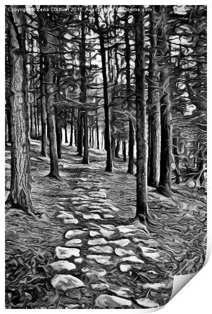  Painted Woodland Path Print by Zena Clothier