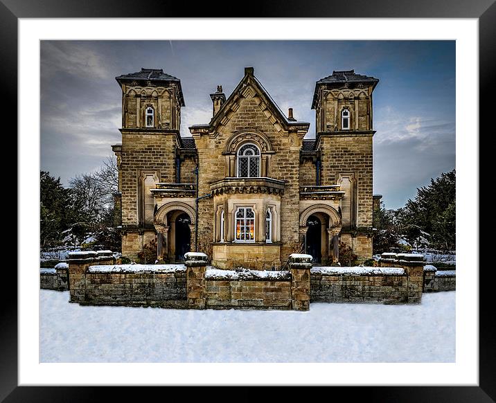  Country house in the Peak District snowy Christma Framed Mounted Print by Robin East