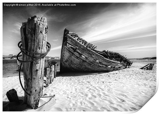 Ship Wreck in Brittany Print by simon pither
