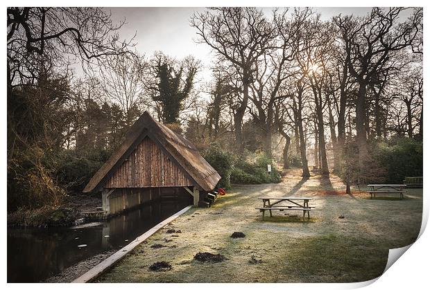  Thatched Boathouse at Fairhaven Water Gardens Print by Stephen Mole