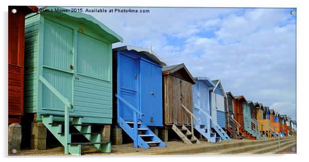 Beach huts Walton Essex Acrylic by Diana Mower