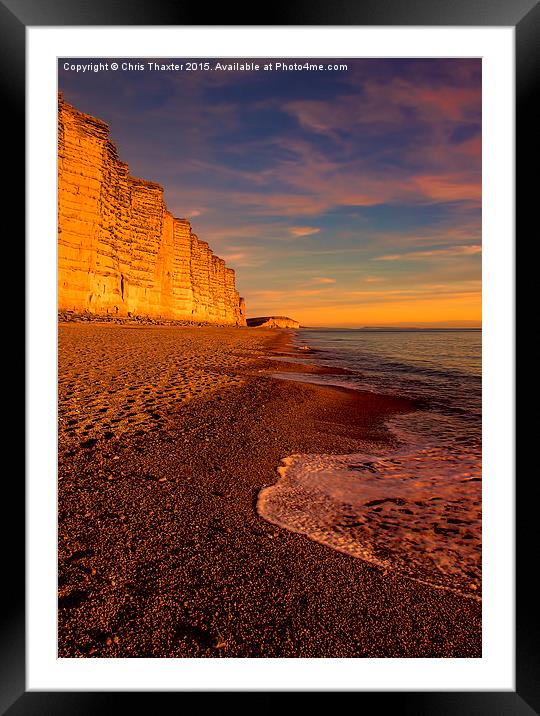 East Cliff Sunset Dorset 2  Framed Mounted Print by Chris Thaxter